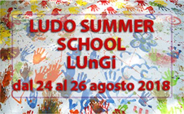 Logo della Ludo Summer School: tante impronte di mani colorate.