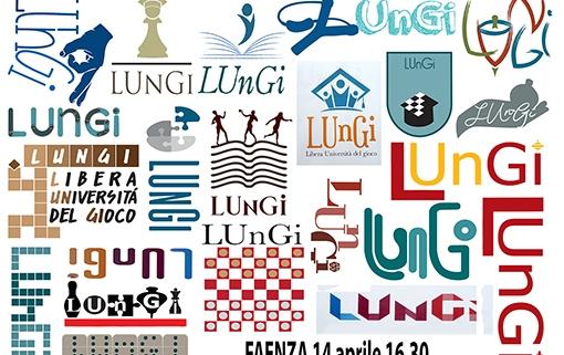 Poster che racchiude i venti logo ideati per la Libera Università del Gioco.