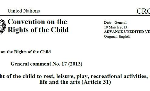 Screenshot dell'intestazione della Convenzione sull'Infanzia e sull'Adolescenza.